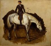 Filippo Palizzi Cavallo bianco da caccia e cavaliere France oil painting artist